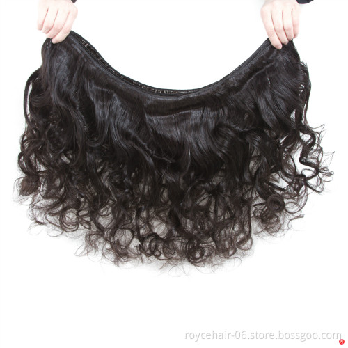 10A Grade Raw Unprocessed Brazilian Hair Double Drawn Water Wave Curly Weave  Human Hair Extensions with Lace Frontal Closure